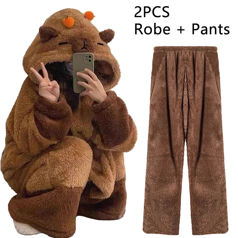 Winter Capybara Cosplay Kigurumi Pajama for Adults