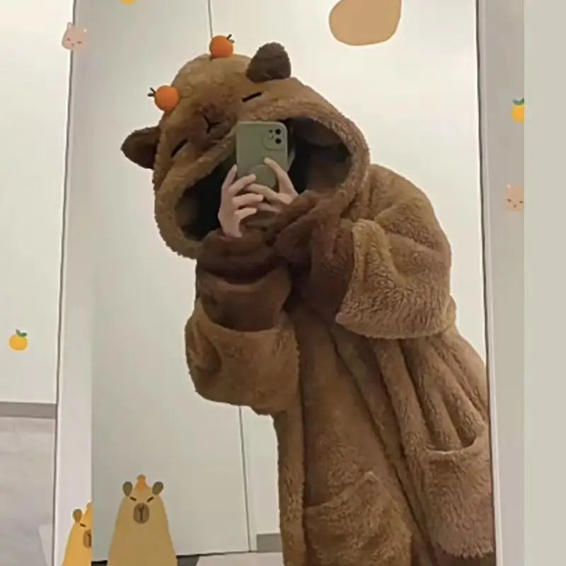 Winter Capybara Cosplay Kigurumi Pajama for Adults